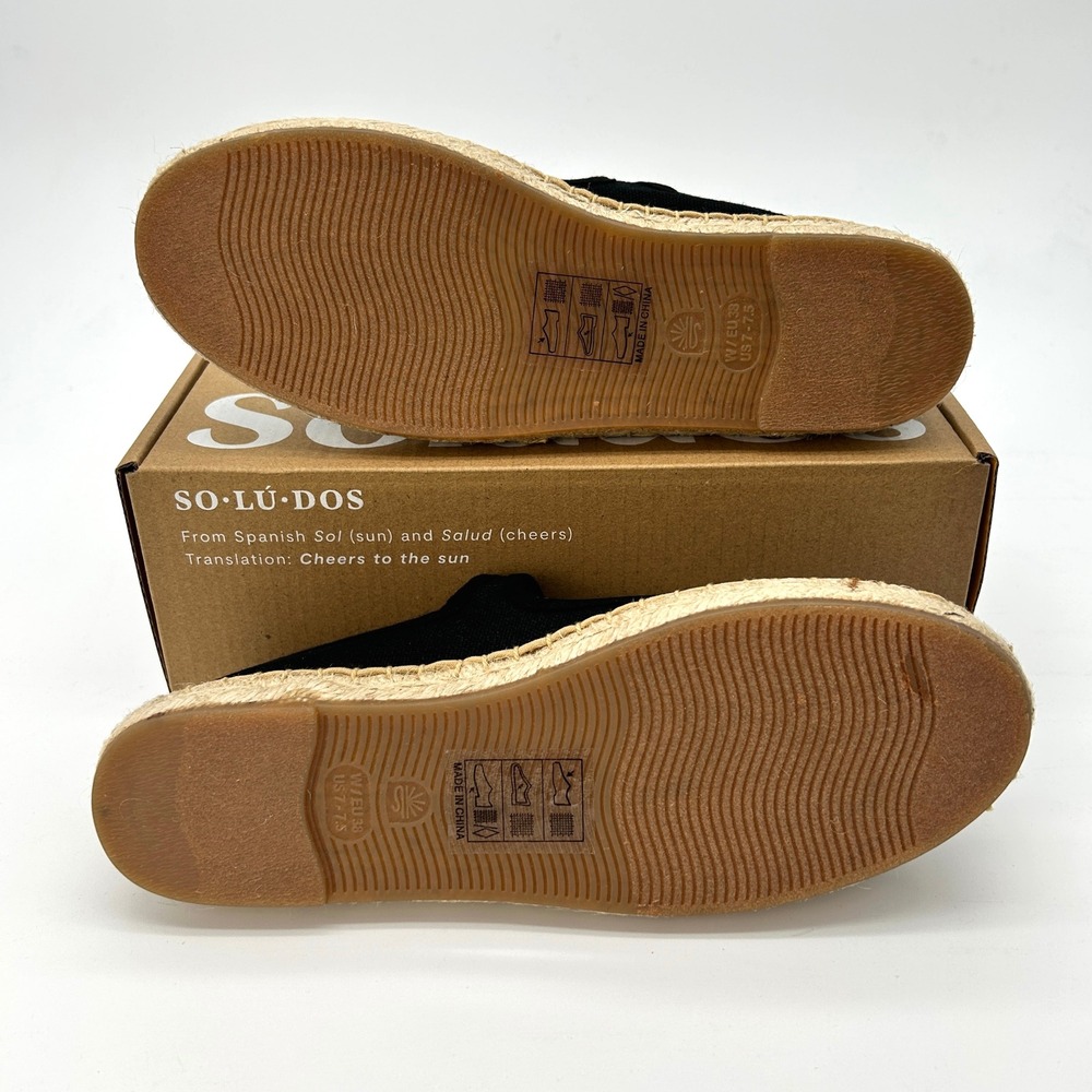 Soludos Mary Jane Espadrilles Womens Size 7-7.5‎ Black Organic Cotton Flats NEW - Picture 6 of 8